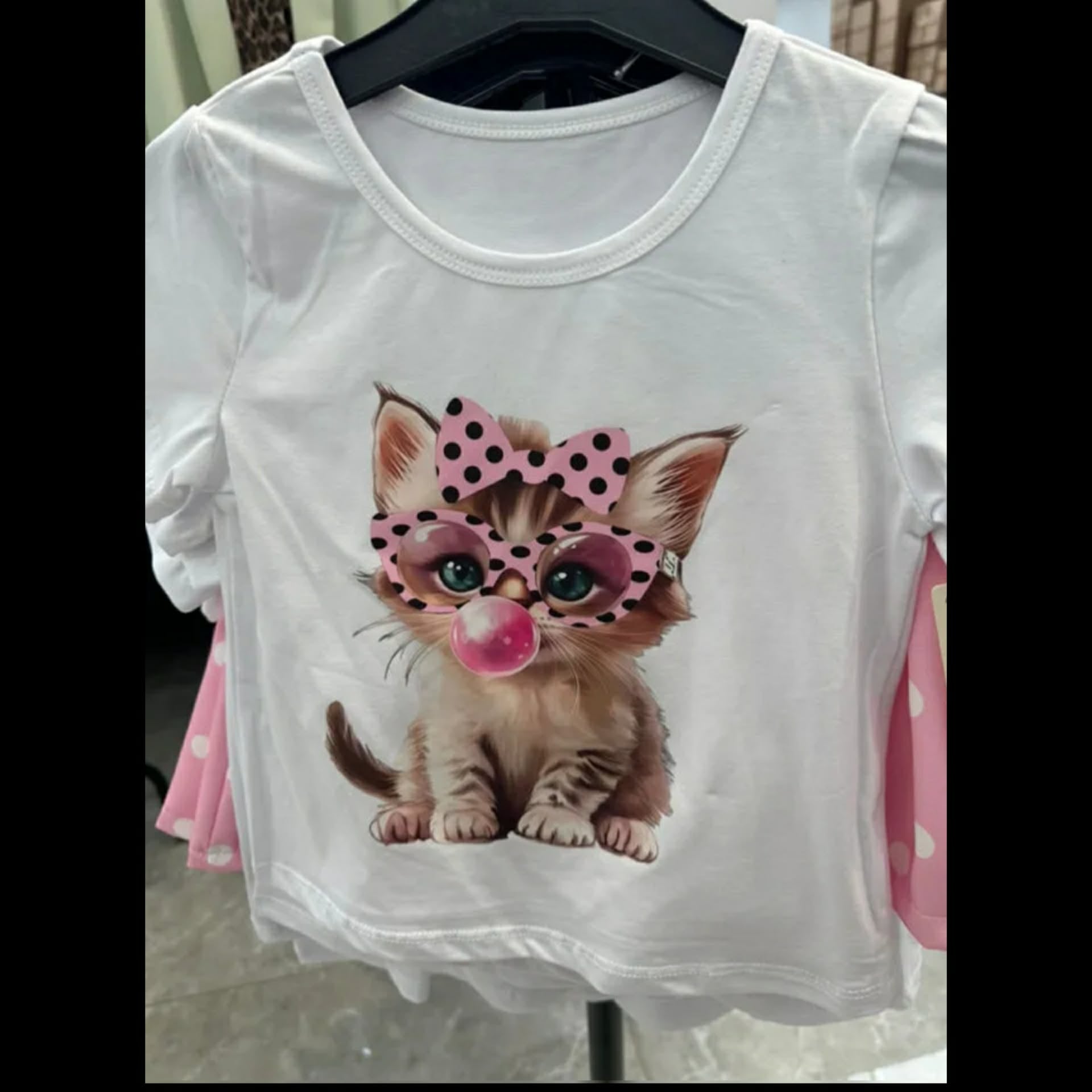 Kitten T-Shirts and Polka Dot Skirt sets  4-14 Years