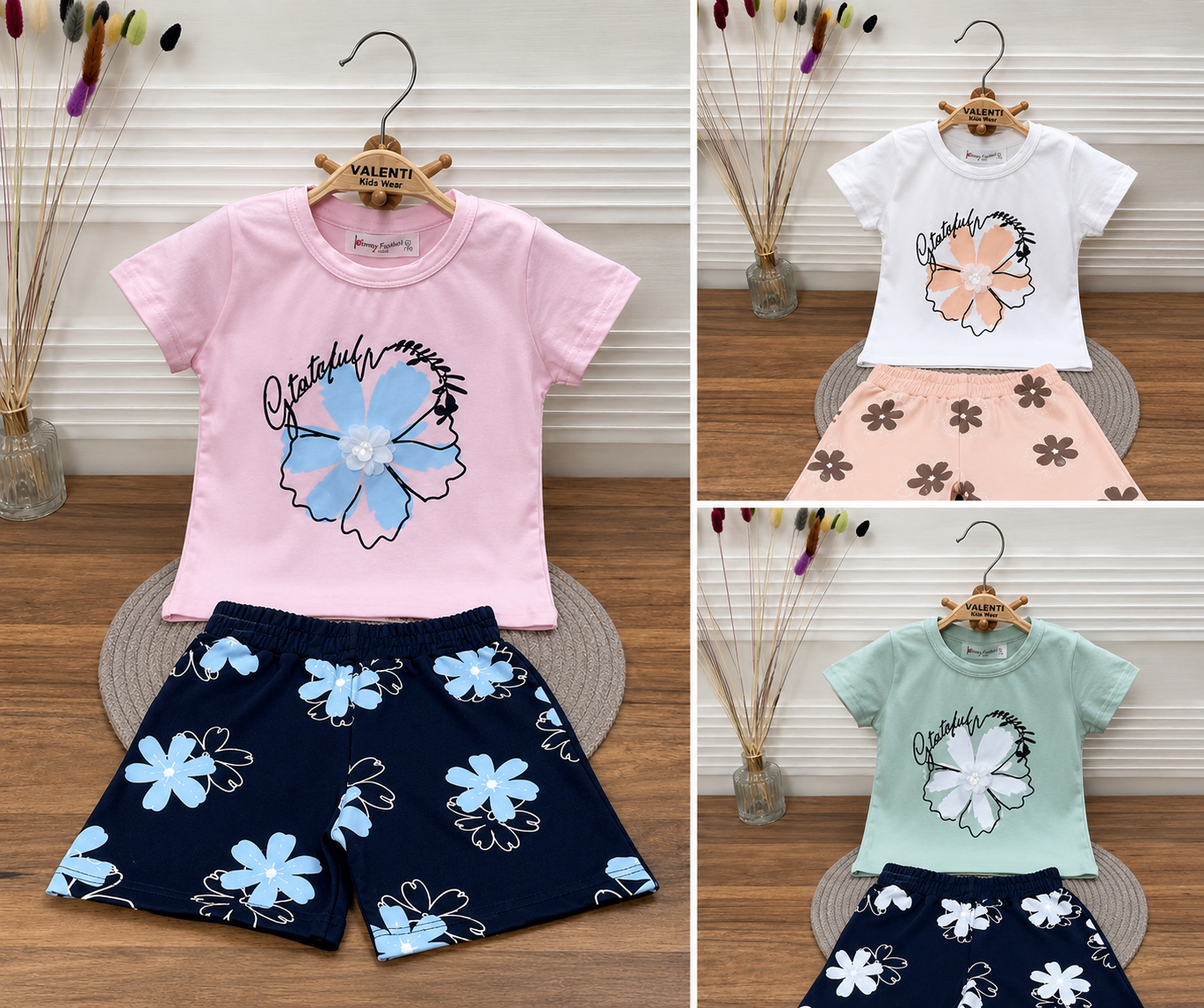 Flower set with shorts 9-24Months