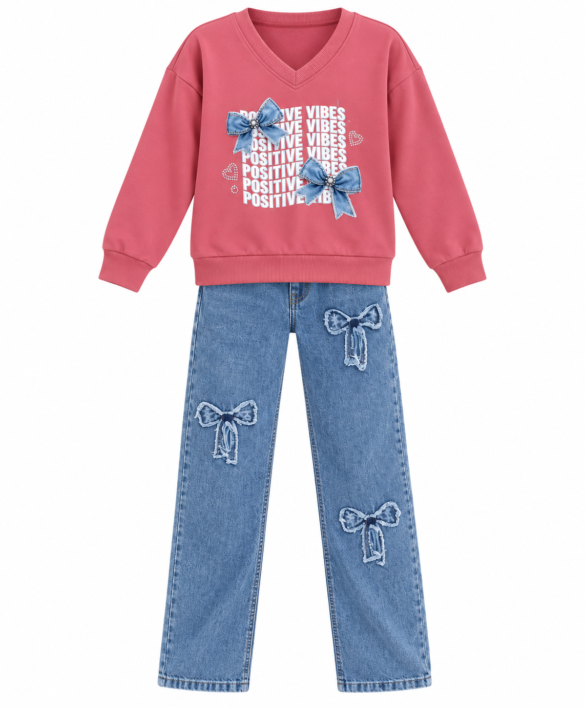 Girls 2 piece set with Jeans 12-13 & 14-15
