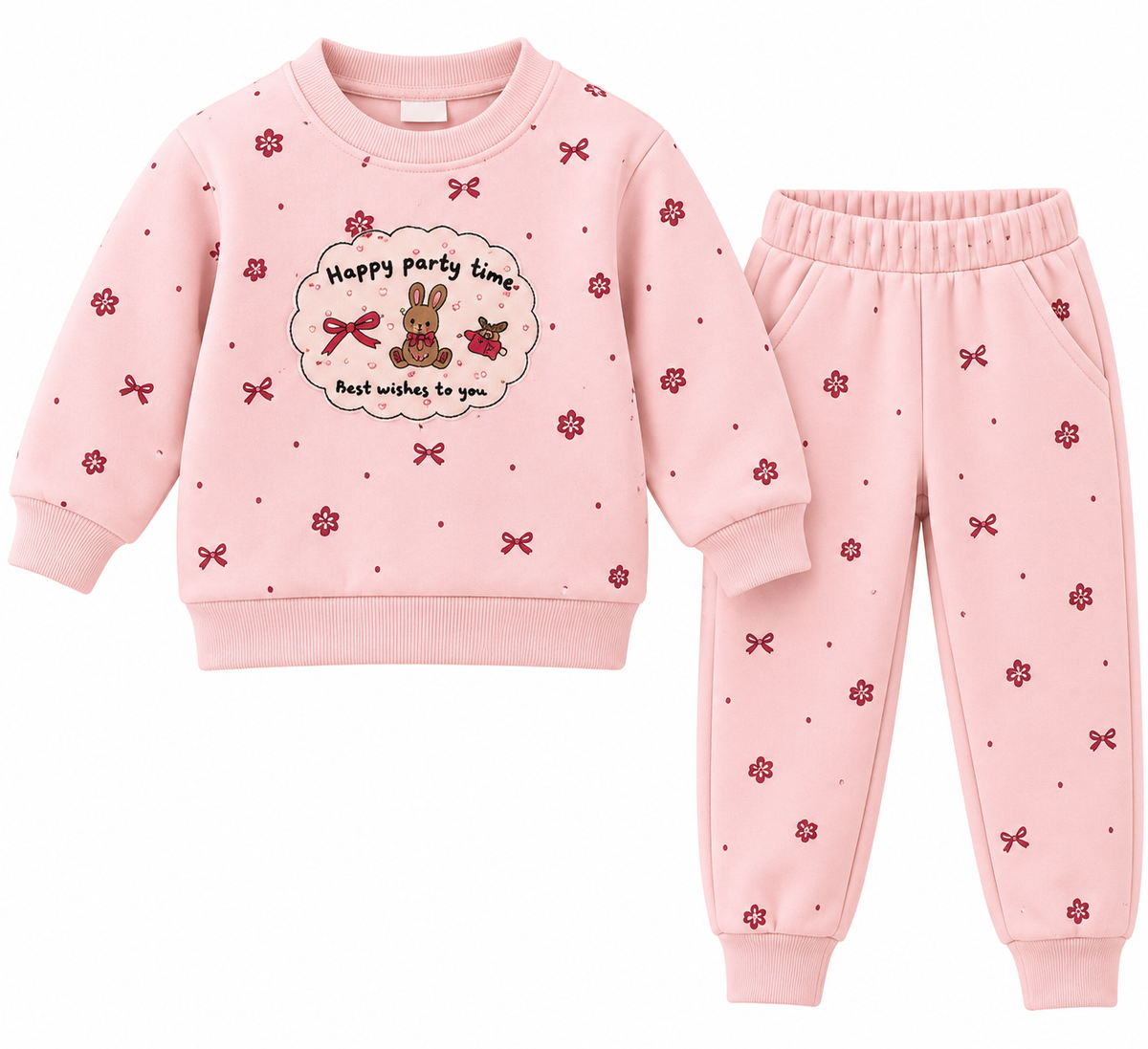 Girls Happy Party  time Tracksuit (Size up one) 1/2 - 4/5